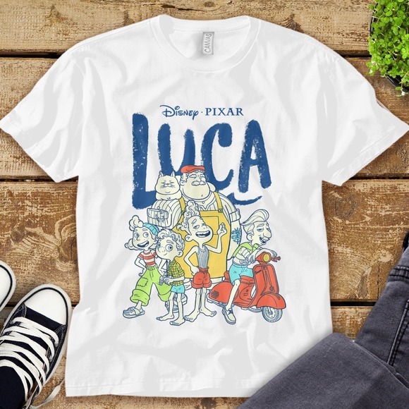 Disney Luca Group Shot Logo T-Shirt Unisex Tee Adult T-shirt Kid Shirt - Picture 1 of 2